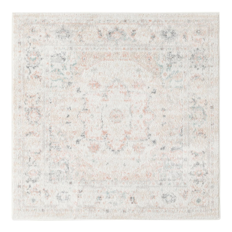 Hagood Oriental Area Rug in Ivory, Square 3'3"