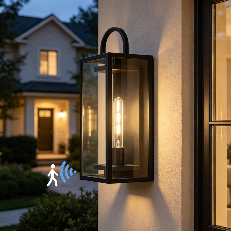 1 - Light 18.12" Iron Wall Light With Dusk To Dawn And Motion Sensor
