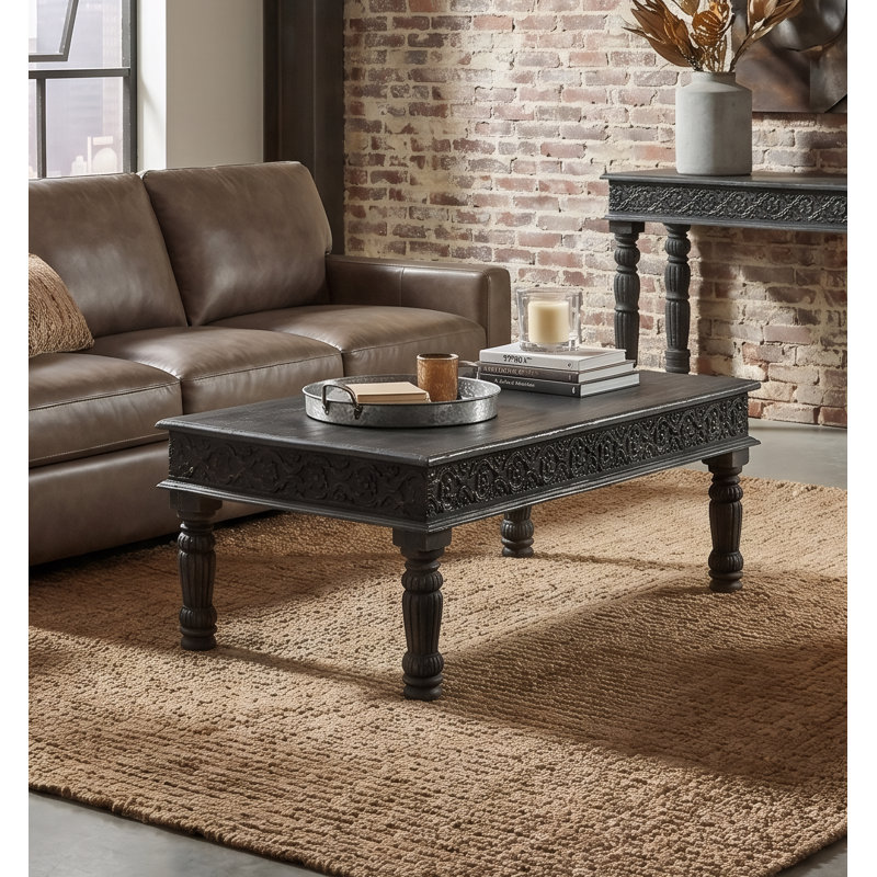 Aarohi Solid Wood Single Coffee Table, Black