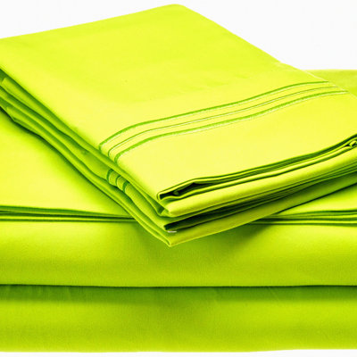 SilkLux 1800 Thread Count Wrinkle-Free Queen Bed Sheet Set - Premium Collection with Deep Pocket - Luxury Soft Lime Sheets