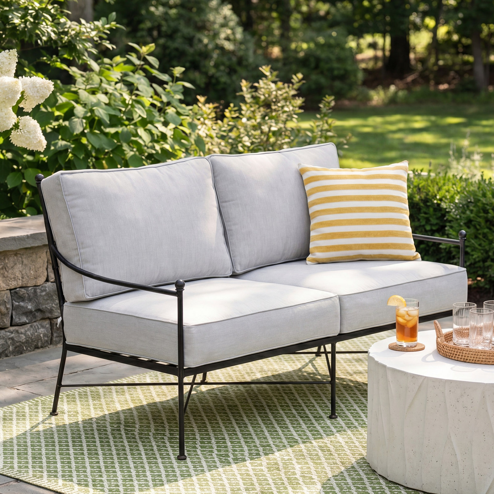 Lucier 52" Sunbrella® Patio Loveseat, Canvas Flax Sunbrella® Canvas