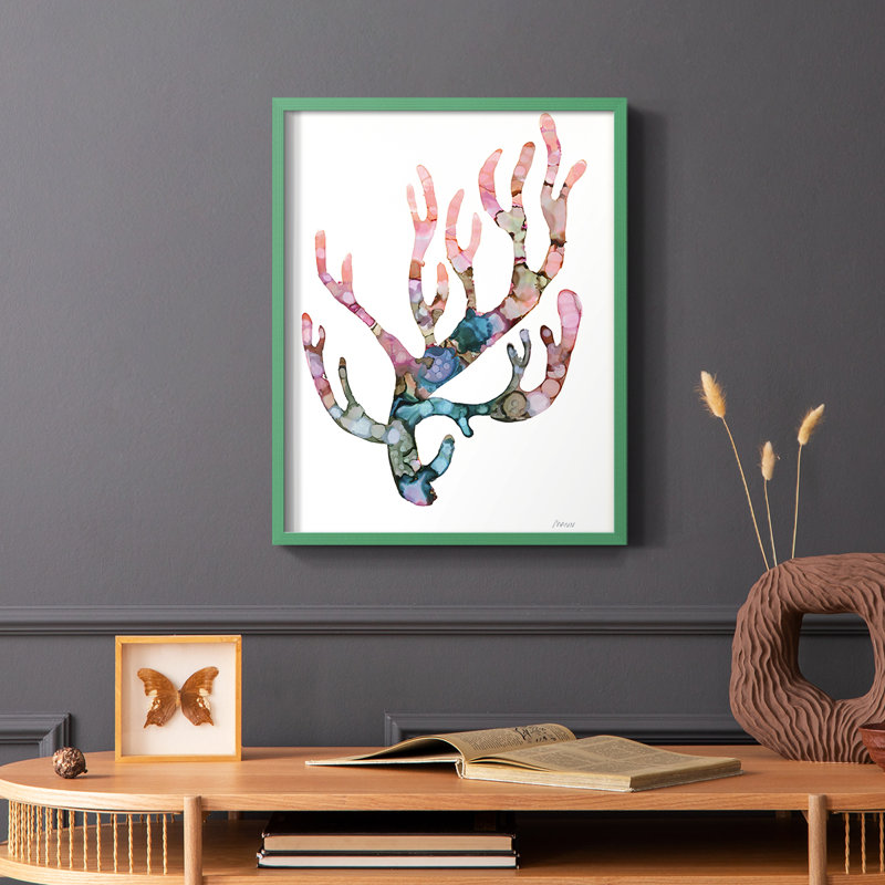 Sea Coral II, reproduction encadrée - bois massif, Vert, H 10 po x l 8 po