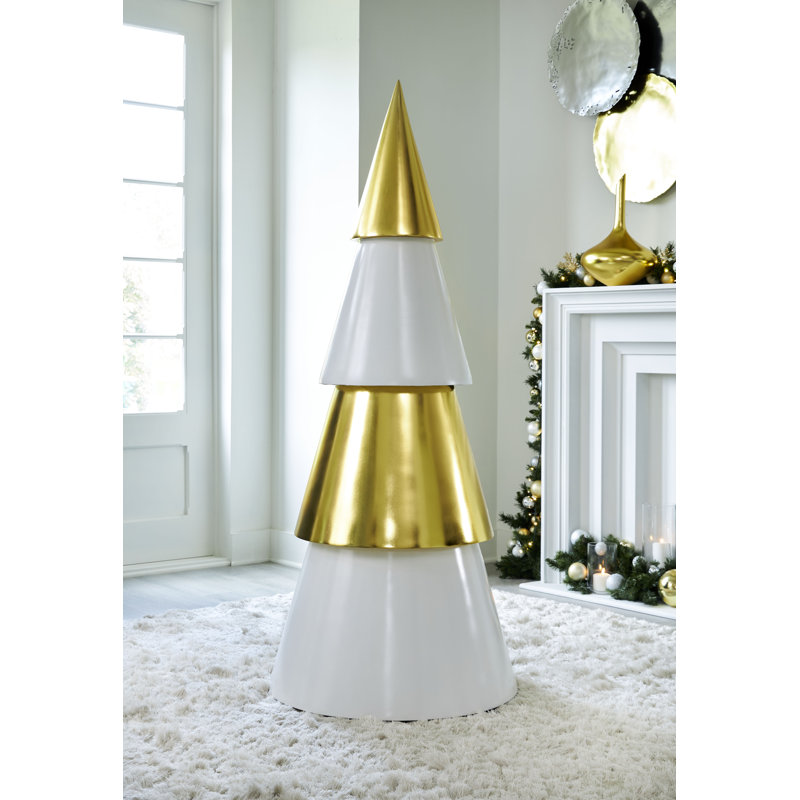 Christmas Tree, Quadro, White And Gold Leaf