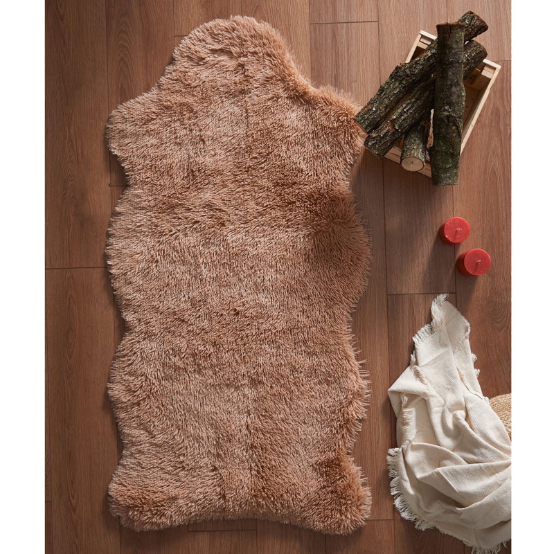 Tapis brun uni tissé à plat en acrylique Novelty Keltner, Nouveauté 2 pi 4 po x 6 pi 7 po