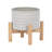 Pennsylvania Ceramic and Stoneware Planter on Pine Wood Stand, Modern Decorative Plant Holder with Stylish Design for Home or Office'-1287102897