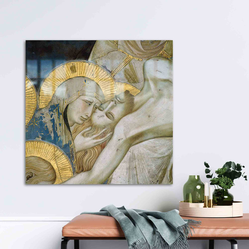 Décoration murale en verre trempé doré abstrait doré Fresco, H 31,5 po x l 31,5 po