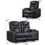 Ensemble de fauteuils inclinables électriques, fauteuils inclinables et causeuse combinés, ensemble de cinéma maison en similicuir à surpiqûres en losange-131409561-131409563