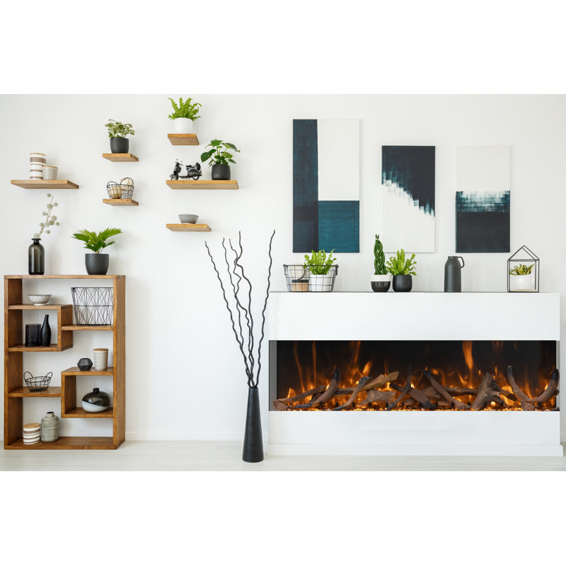 Foyer électrique Amantii Tru View XT XL, moteur à 3 vitesses, compatible Wi-Fi, verre à 3 côtés, encastré, homologué pour l'extérieur