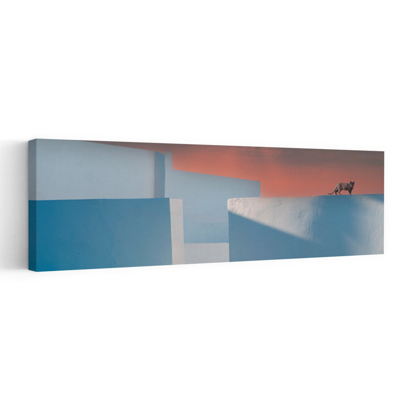«Dramatic Rooftop Cat Abstract», art géométrique abstrait, art mural, H 48 po x l 16 po