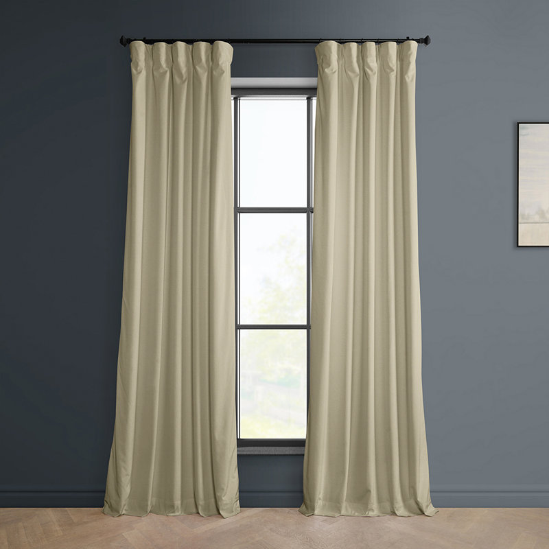Matra Room Darkening Rod Pocket Single Curtain Panel, 50" W x 96" L, Macchiato Beige