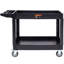 Chariot utilitaire, chariot utilitaire roulant en plastique robuste à 2 tablettes de 550 lb avec roues pivotantes à 360 ° (2 avec freins), grande tablette à lèvres, poignée de rangement ergonomique pour entrepôt / garage / nettoyage