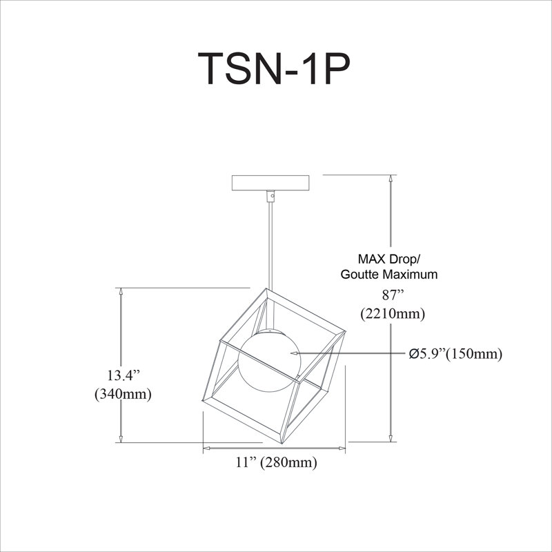 Luminaire suspendu géométrique à 1 lumière Thomson