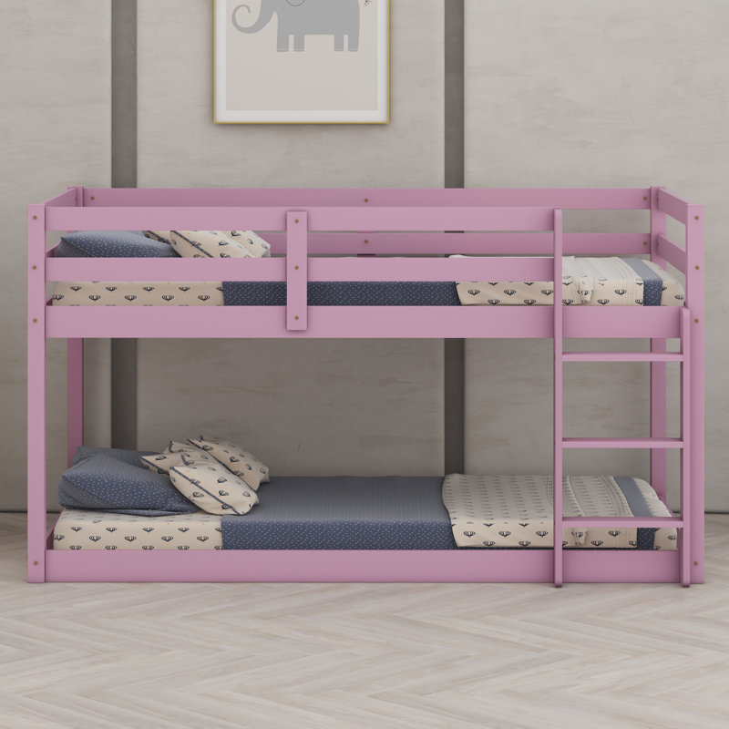 Lit superposé en bois avec échelle, Rose