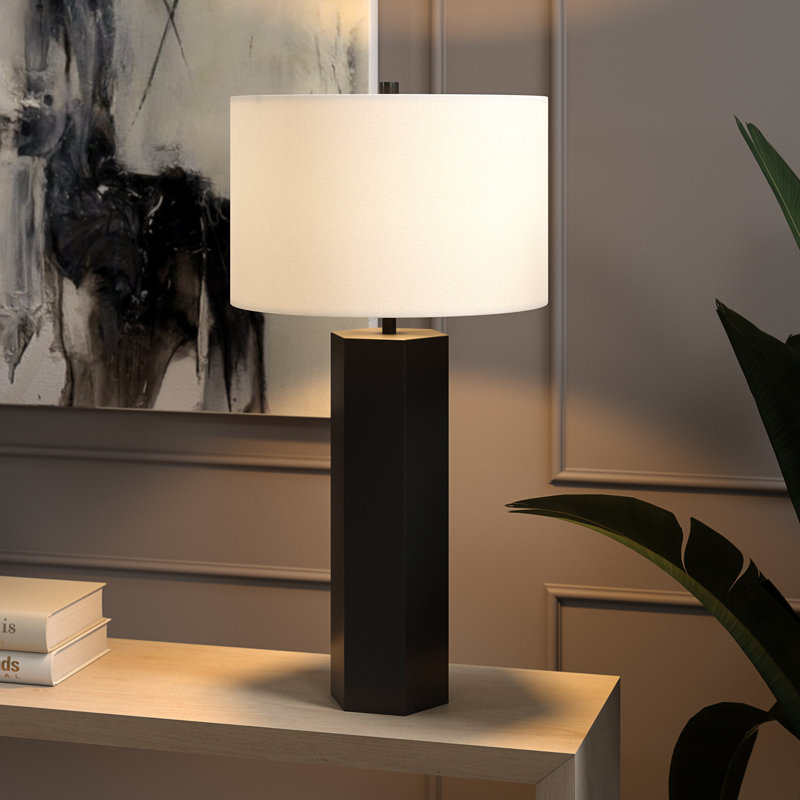 Lampe de table haute 27,25 po Nadene, Noir, noir, noir, noir
