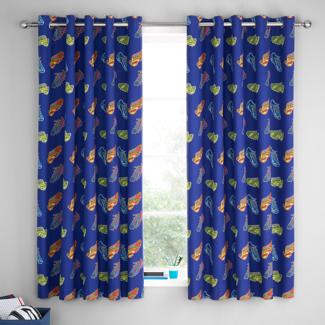 Bright Navy Catherine Lansfield Football Curtains - Image 4
