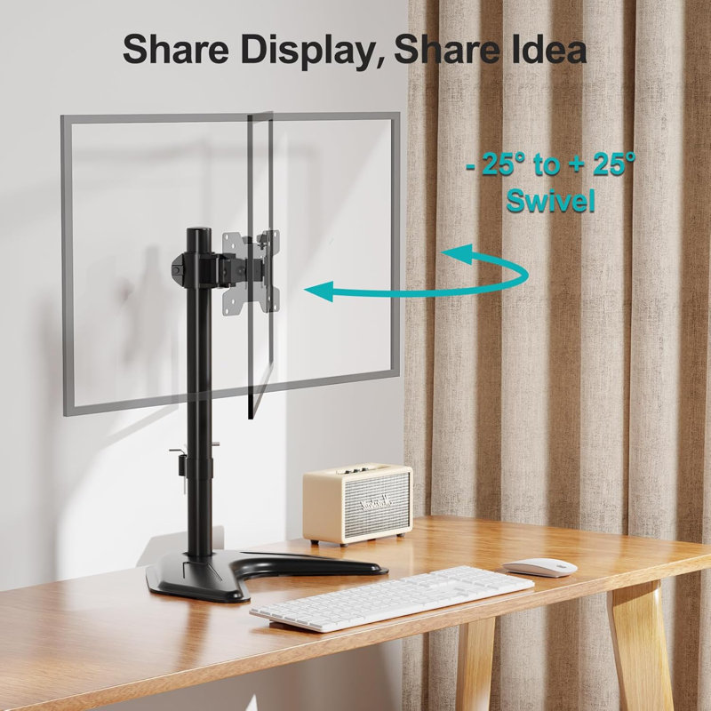 Single Monitor Stands Fits 13-32 Inch/17.6 Lbs Screen, Free-Standing Computer Monitor Mount, Monitor Desk Stand With Adjustable Height/Tilt/Swivel/Rotation, VESA Monitor Stand 75X75 100X100