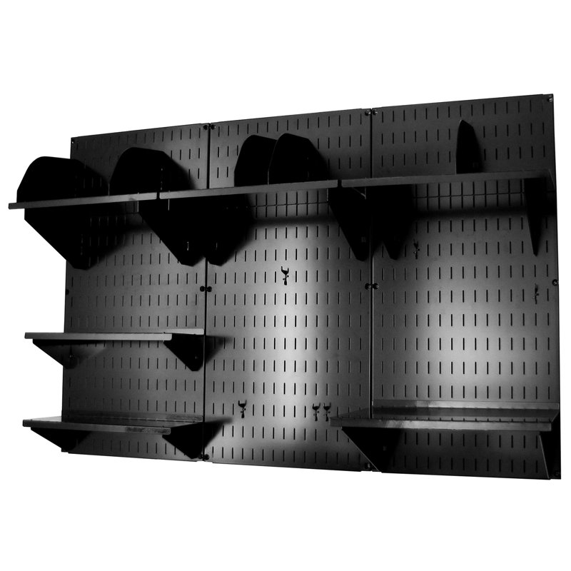 Ensemble de rangement et d’organisation pour bureau à fixation murale 48 po x 32 po x 9 po, Noir