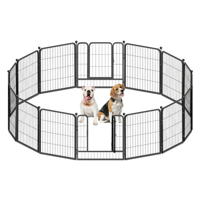 Parc audacieux pour chien en métal 32 "H 32", enclos pour chien 16 panneaux avec portes, enclos pour l'intérieur et l'extérieur
