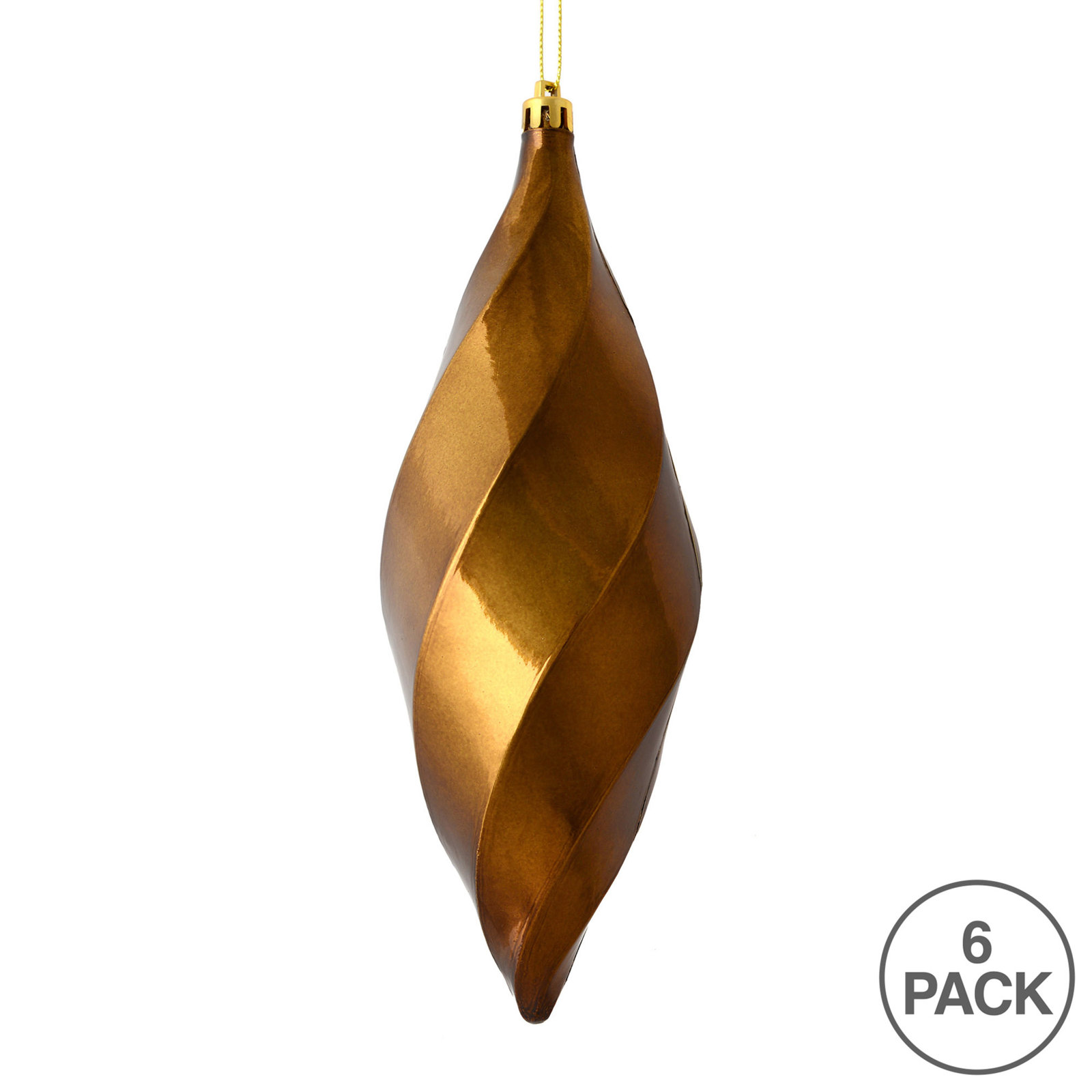 8" Swirl Finial Ornament, Mocha Shiny