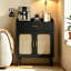 Buffet de cuisine de style ferme noir avec tiroir, 2 portes et pieds en bois massif