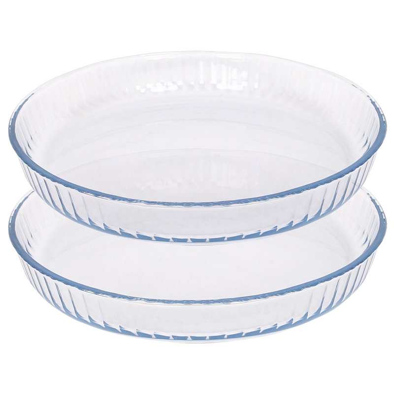 Argon Tableware - Optical Round Glass Oven Baking Dishes - Set of 2, 32cm x 32cm