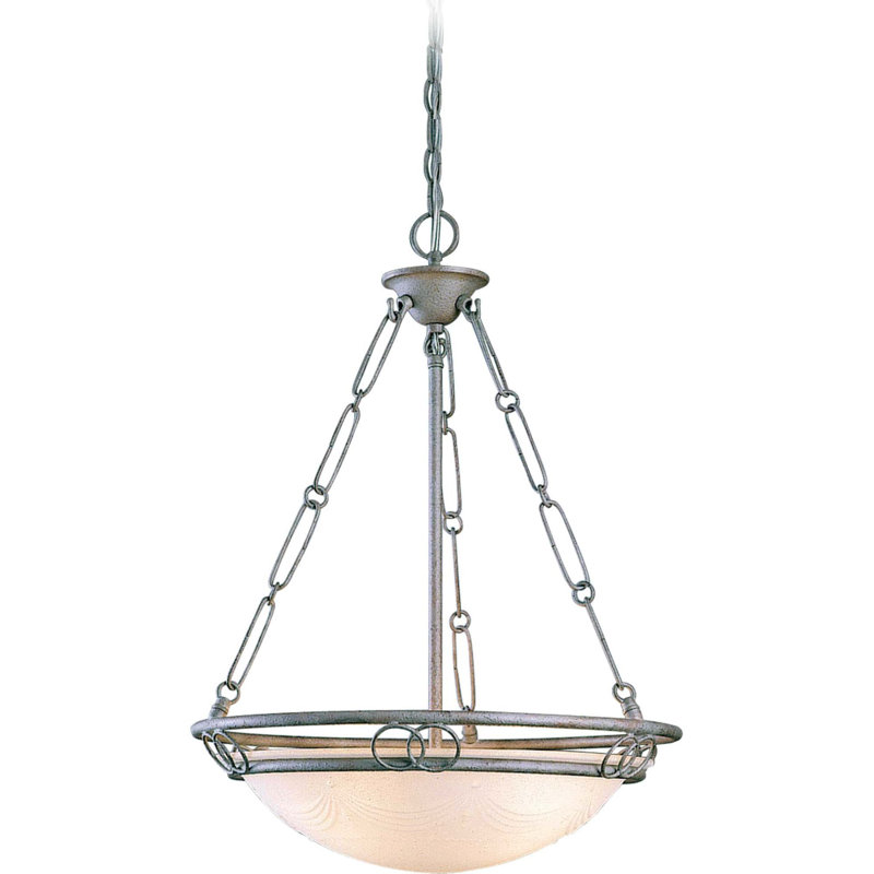Kuta 3-Light Indoor Platinum Rust Pendant with Scavo Glass Bowl Shade, Platinum Rust
