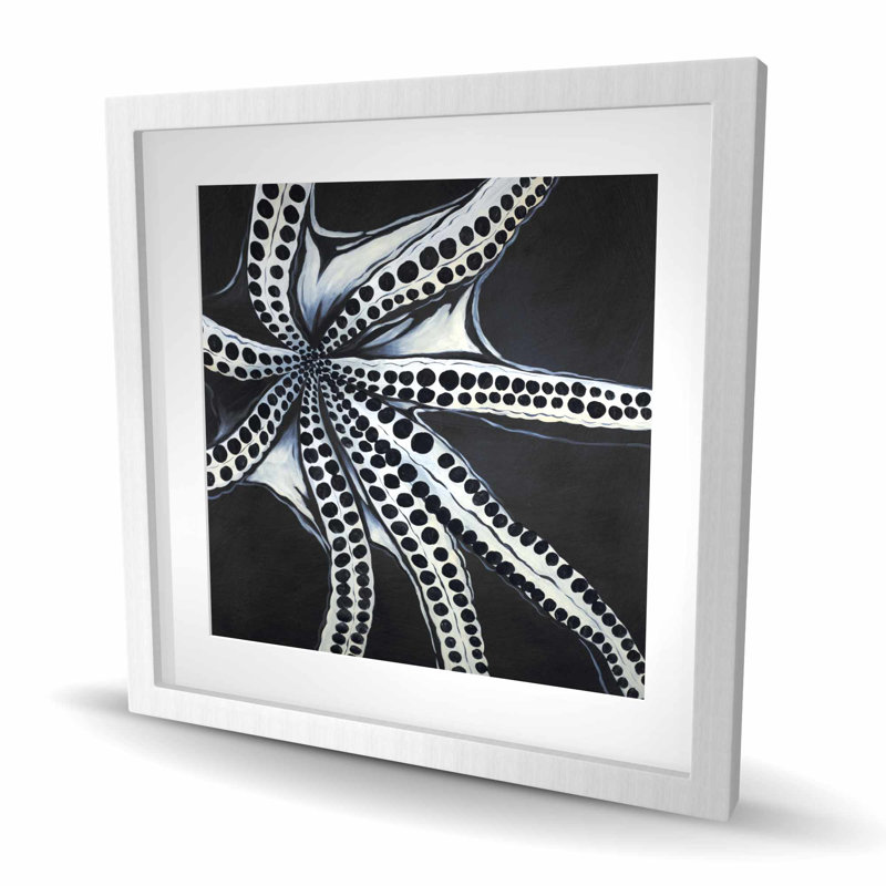 Grand imprimé tentacule de pieuvre - décor encadré mat, Argent argent, H 24 po x l 24 po
