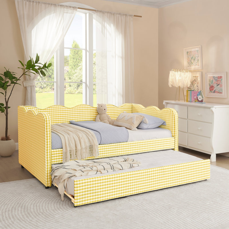Daybed With Trundle Twin Size Sofa Bed, Yellow