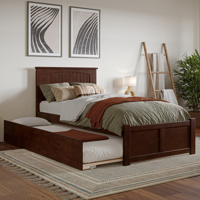  Nantucket Solid Wood Platform Bed with Matching Footboard & Trundle, King, White