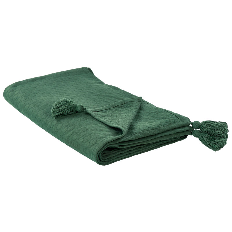 LINDULA Cotton Solid Colour Bedspread, 150 x 200 cm Bedspread, Green