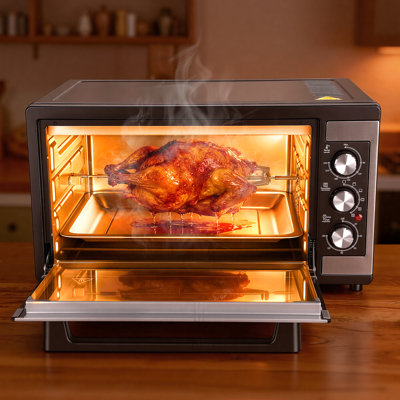 Bake Air Fry Countertop Convection Toaster Oven, Large 46L, 4-Slice, 9-In-1,Fits 12” Pizza, 60-Min Timer, Bake, Broil, Air Fry, Toast, Keep Warm