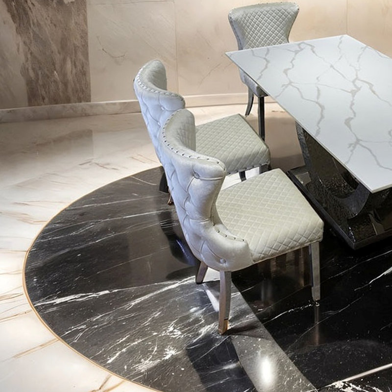 Chaise de salle à manger 2 pièces Glam Style, Gris, Argent argent