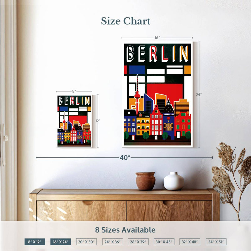 Affiche rétro de Berlin, Berlin, H 12 po x l 8 po