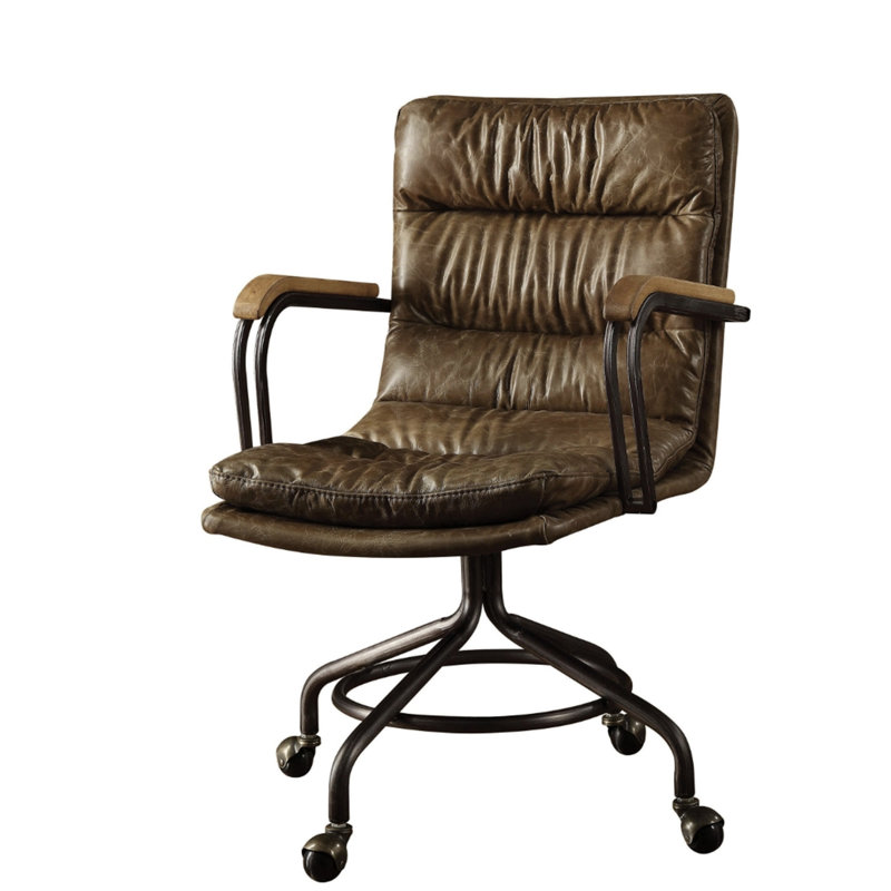 Harith II  Vintage Whiskey Top Grain Leather Office Chair, Brown