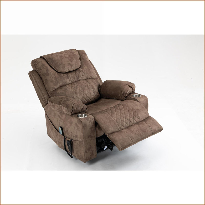 Recliners Oversized Lift Chair with 180-Degree Flat Lay, Dual OKIN Silent Motors, Velvet Upholstery | Walnut Brown