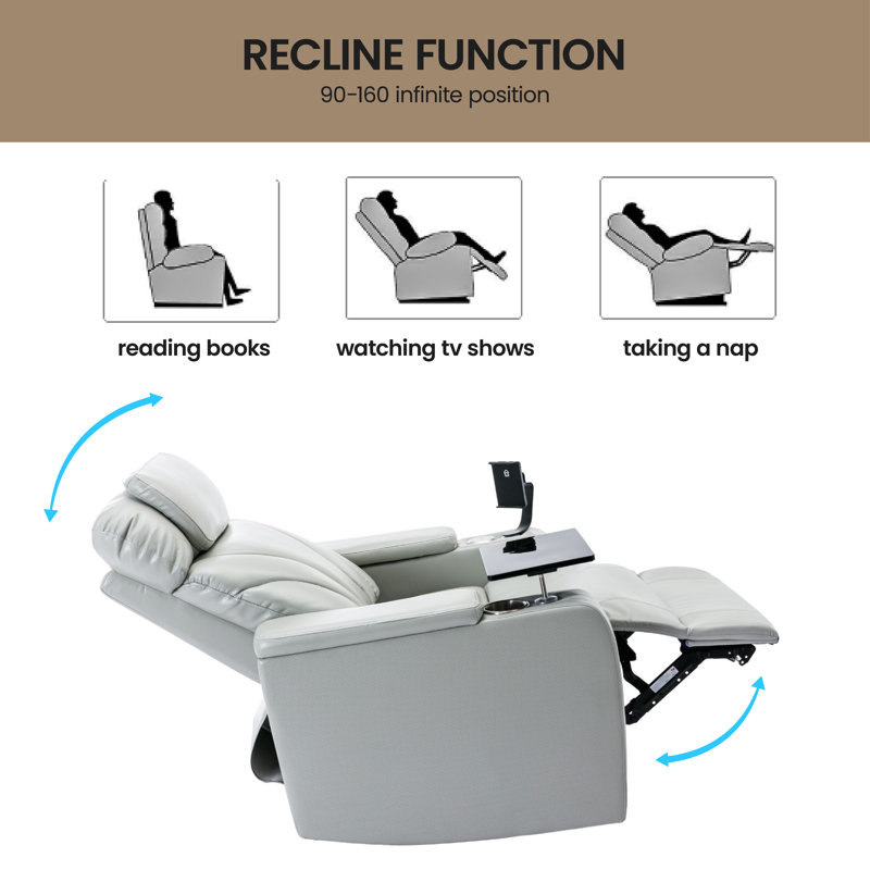 Fauteuil inclinable Power Motion avec port de charge USB et rangement pour bras cachés, sièges de cinéma maison avec porte-gobelet pratique et chaîne stéréo
