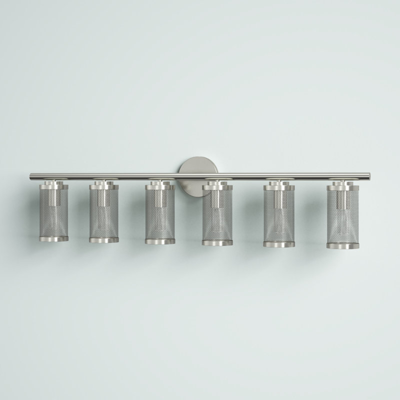 Industro Sleek 6-Light Brushed Nickel Vanity Sconce with Stainless Steel Mesh Shade