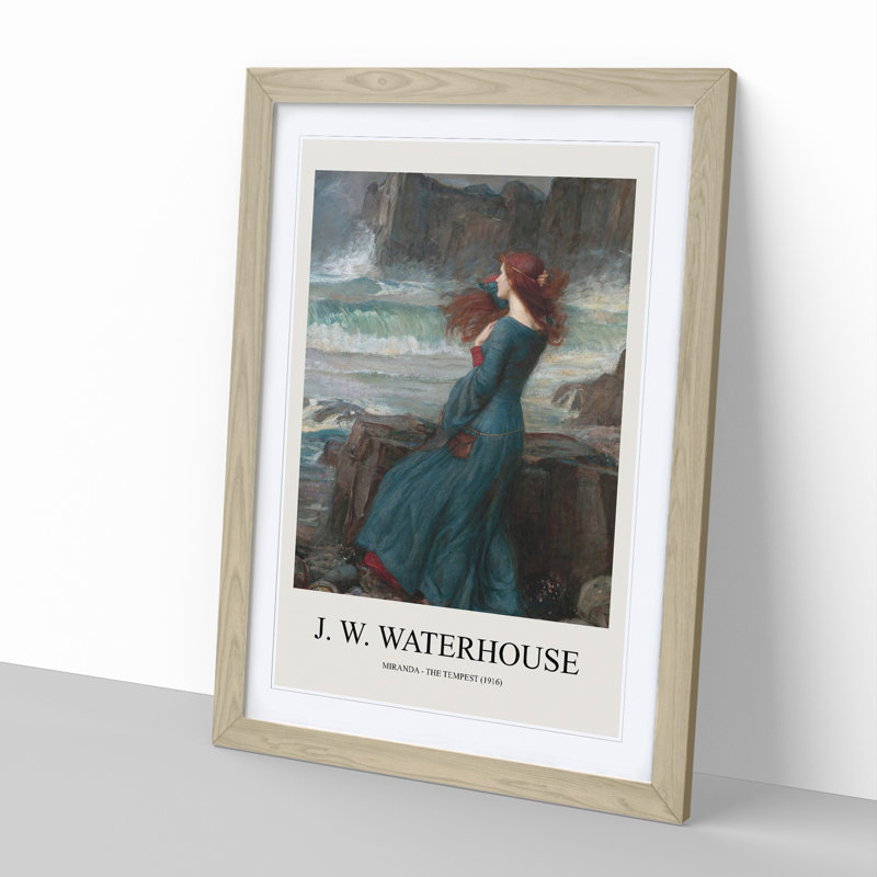 Miranda the Tempest by John William Waterhouse - Picture Frame Painting, 65cm H x 48cm W x 2cm D