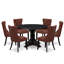 L'ensemble de table de salle à manger 7 pièces comprend une table ronde de 48 po avec piédestal et 6 chaises rembourrées en similicuir bourgogne, noir sablé-121727533-121727534-129541202