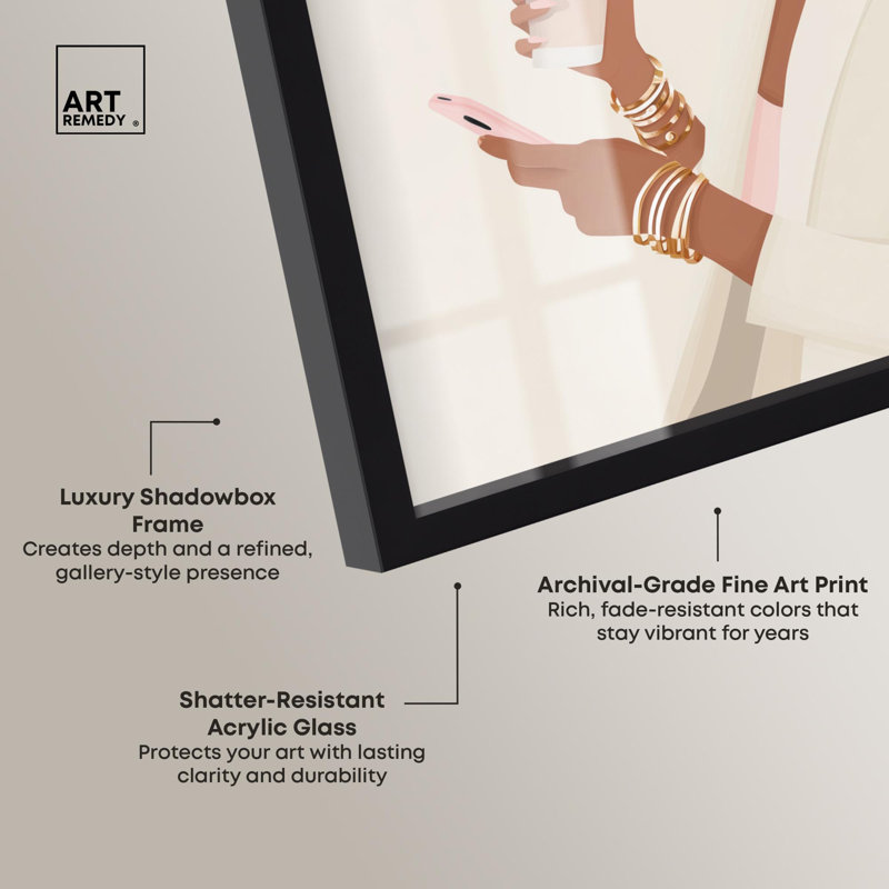 «Coffee Break Shadowbox Print» par Art Remedy, H 25 po x l 25 po, Noir