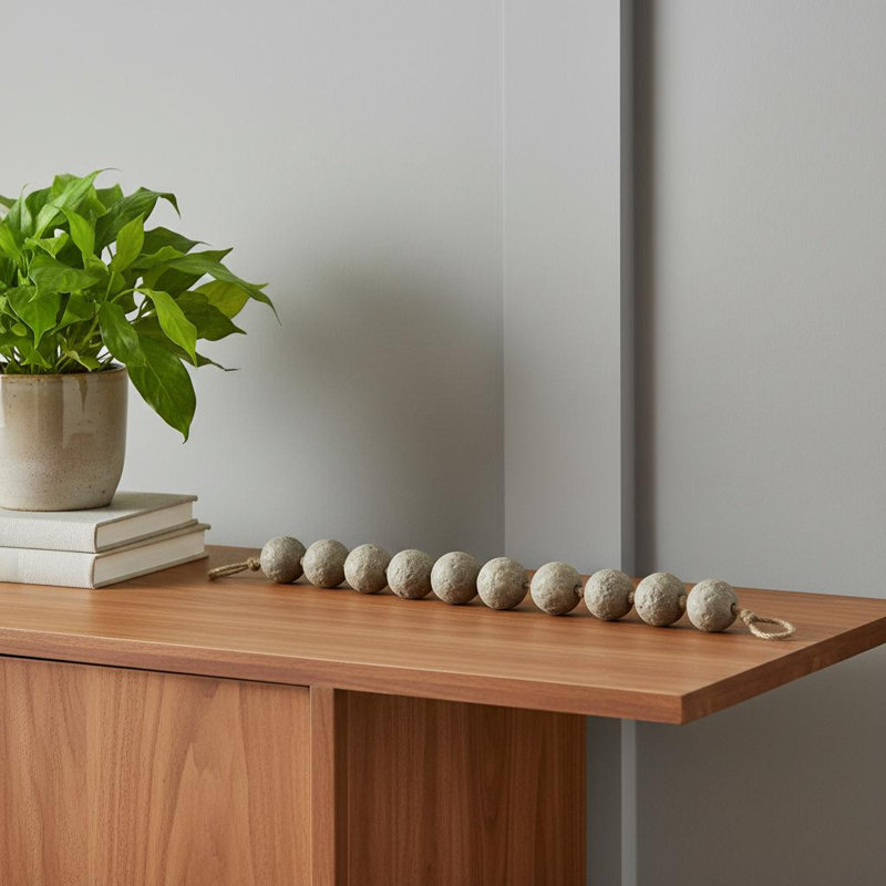 3" Beige Paper Sphere Tabletop Sculpture