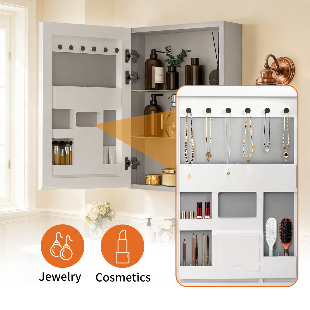 Ayrion 480mm W 680mm H Surface Frameless Medicine Cabinet Mirror 2 Adjustable