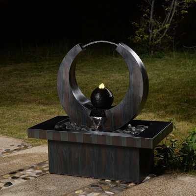 Handcrafted Metal Sculptural Fountain with Lights