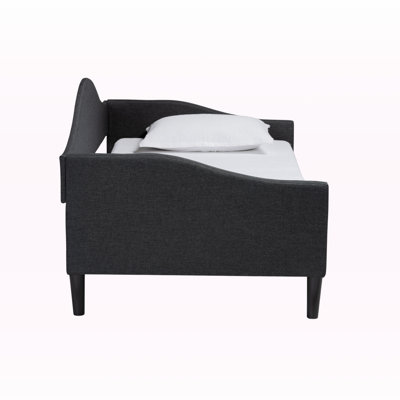Montgomery Modern And Contemporary Beige Fabric Upholstered And Dark Brown Finished Wood Twin Size Daybed by Red Barrel Studio