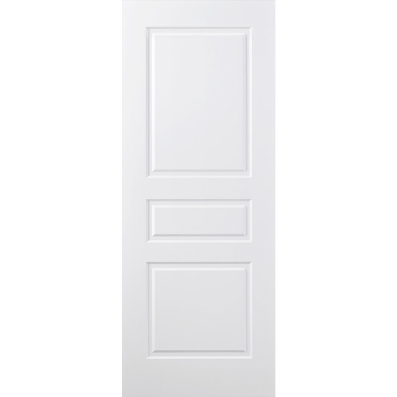 Porte intérieure traditionnelle laminée 3 panneaux blanc doux seulement, 28 po x 80 po