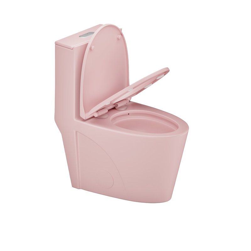 Elongated Toilet Seat Quiet-Close Plastic with Seat Cover, Quick Attach 17.72" L, Glossy White, Pink