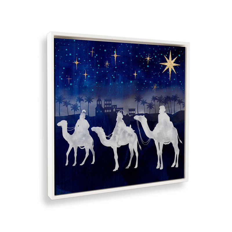 Night Sky Nativity Scene II Print on  in a Frame, White Framed, 16.75" H x 16.75" W x 1.75" D