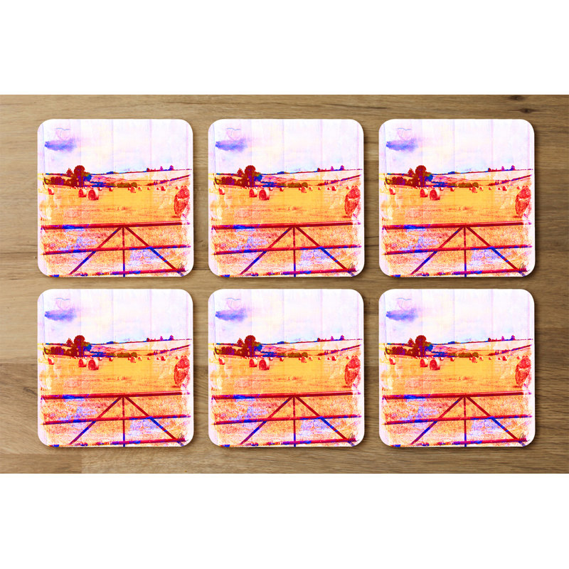 Square 6 Piece Coaster Set, Orange