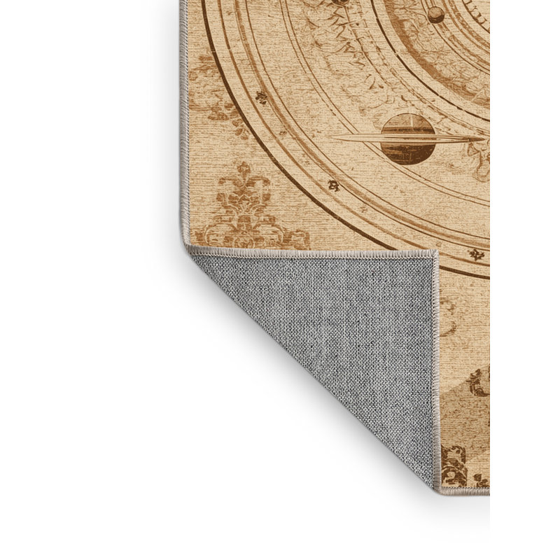 Tapis damassé classique brun et beige lavable à la machine Patrizius, 7 x 9