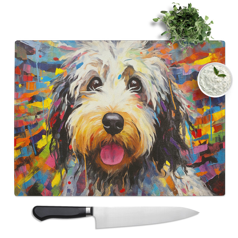 Cockapoo Abstract  Glass Chopping Board